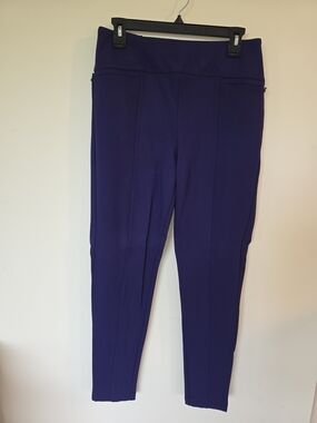 Betabrand Women Dress Pant Yoga Pant Power Down Skinny Large Long Purple